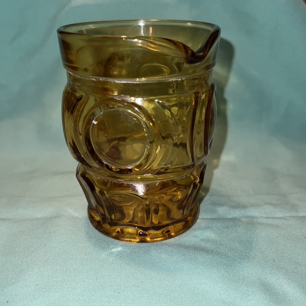 Vintage Wheaton Glass Bullseye Amber creamer glass 3 5/8 - Picture 4 of 5